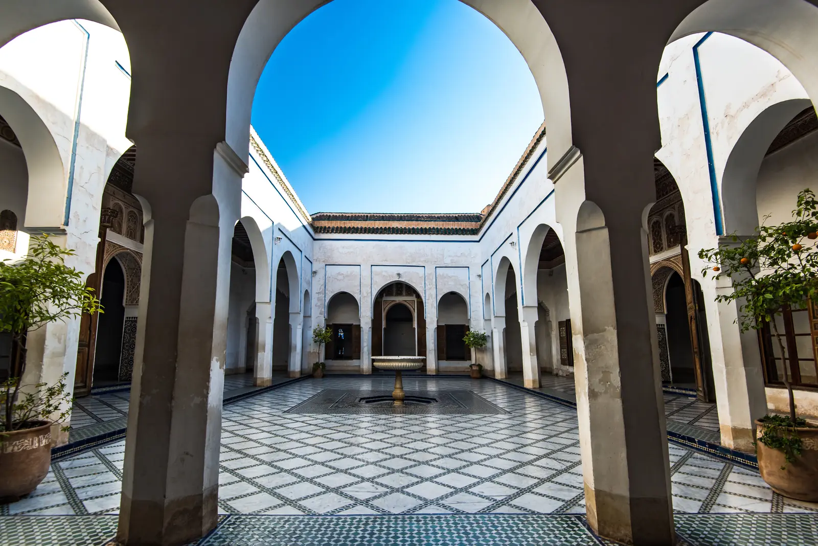 Courtyard with fountain at Bahia Palace, Marrakech